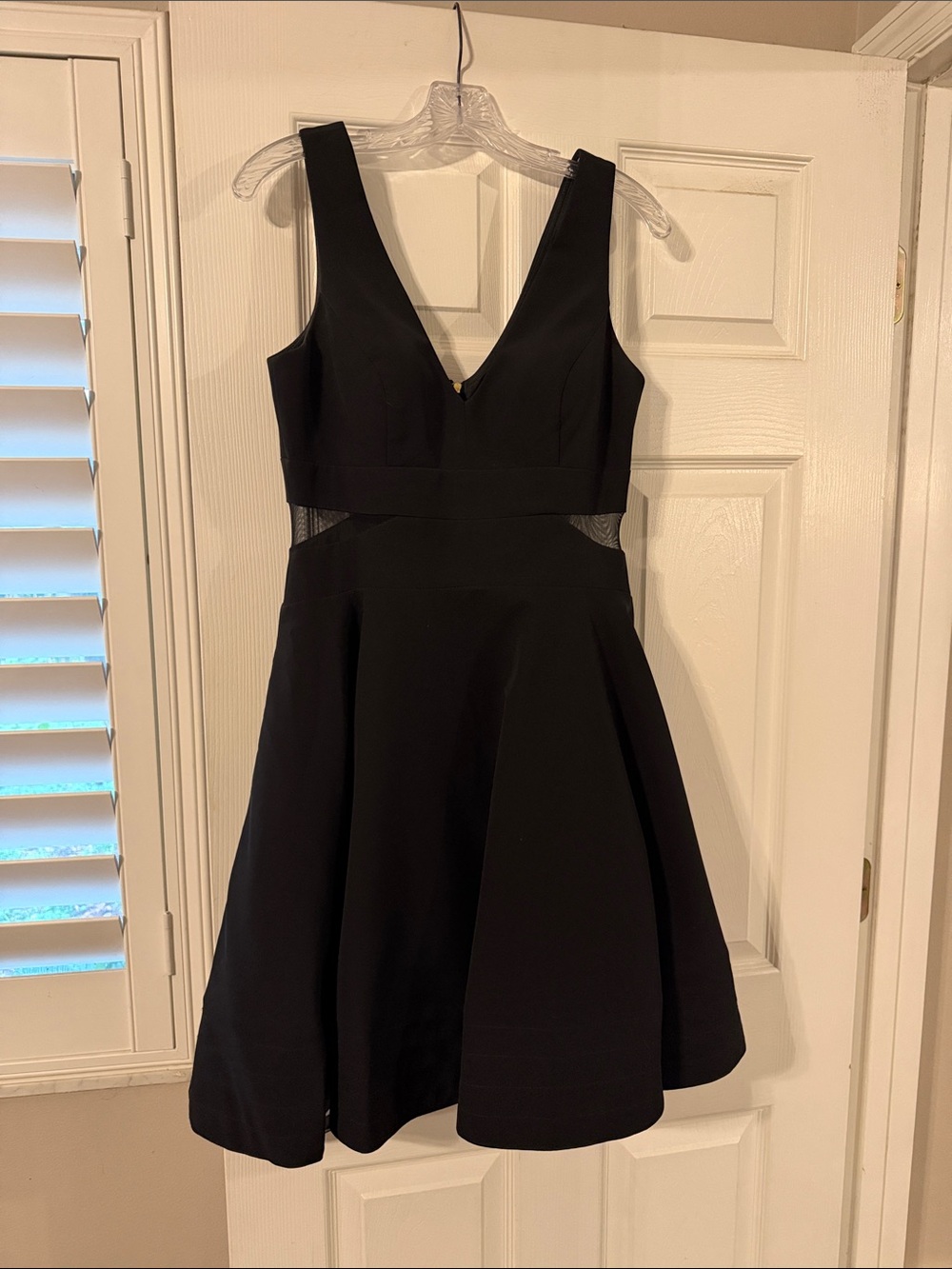 Aqua Black V-Neck Fit & Flare Mini Dress